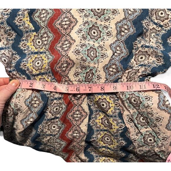 BCBGeneration Scoop Neck Short Sleeve Shorts Romper Sz XS Pink Blue Boho Pull On - Picture 9 of 12